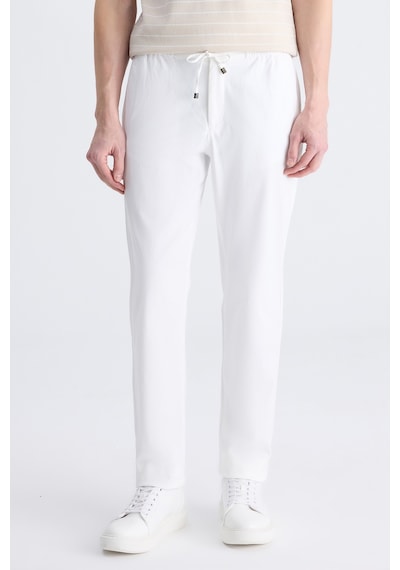 D's Damat Ds Damat Relaxed Fit Pilesiz Beyaz Diyogonal Tencel -pamuk Karışımlı Likralı Jogger Pantolon 4hc03ad05321m 801