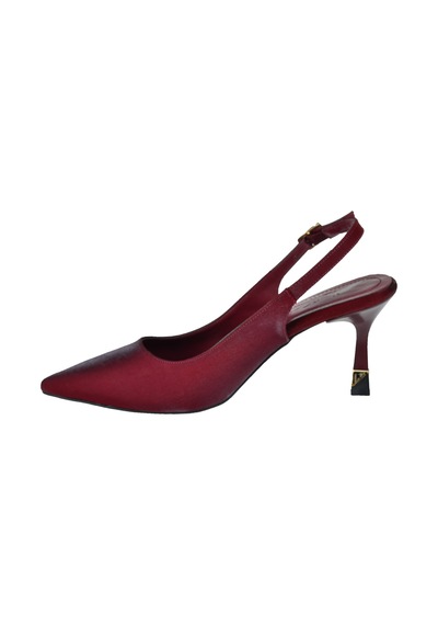 Izlife İzlife Simli Saten 8 Cm Topuklu Kadın Ayakkabı İz-50 Bordo Saten