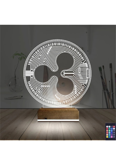 Luvivia Crypto Ripple Xrp Coin 3d Lamba - Masa Gece Lambası Şeffaf