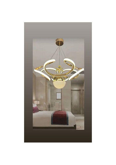 Duru Tek Toplu 3 Renk Modern Sarkıt Led Avize Taşlı Gold Kaplamalı Altın