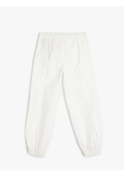 Koton Rahat Kesim Cep Detaylı Pamuklu Basic Jogger Pantolon Beyaz 5skg40028ad Beyaz