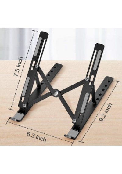 7 Kademeli Ayarlı Katlanabilir Laptop Tablet Standı Çok Amaçlı Siyah
