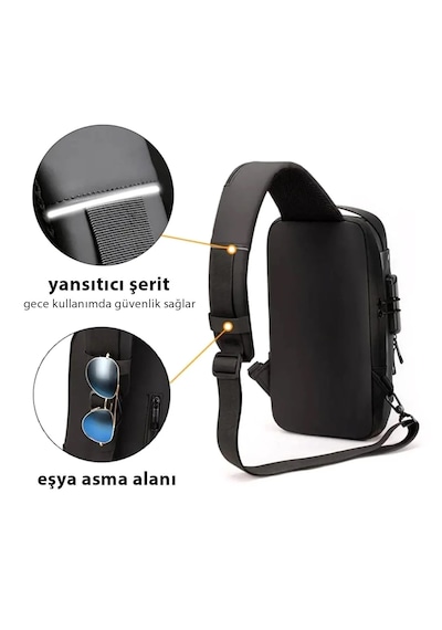 Newish Polo Uziko Çapraz Sırt Çantası-body Bag Usb Ve Kulaklık Çı Siyah