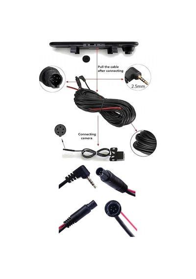 NYF Geri Görüş Kamera Kablosu (MB-400 ve MB-600 Wevolt Uyumlu) 10 M 5 Pin+2.5 MM