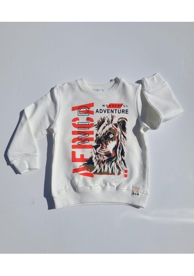 Nk Kids Erkek Çocuk Pamuklu Aslan Baskılı Sweatshirt-11226-krem Krem
