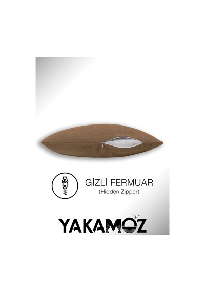 Br Yakamoz Kaju Rengi Kırlent , Yastık Kılıfı Kadife Görünümlü Velvet Touch Serisi Kaju Rengi