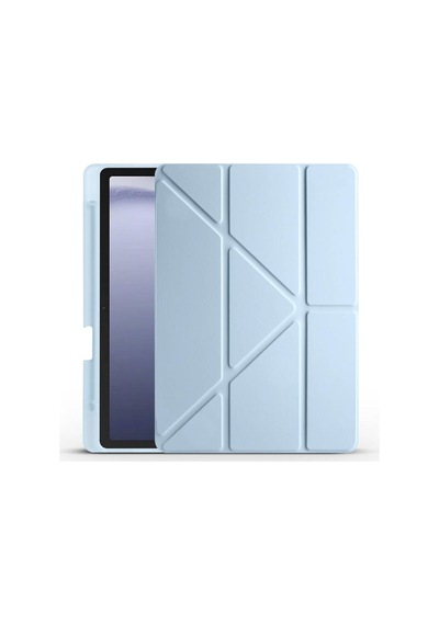 Apple İpad İle Uyumlu Kalem Bölmeli Trifolding Cover Tablet Kılıf Katlanabilir Standlı Otomatik Uyku Modlu Darbe Emici İnce Tasarım Mavi, İpad 10.nesil 10.9/ipad A16