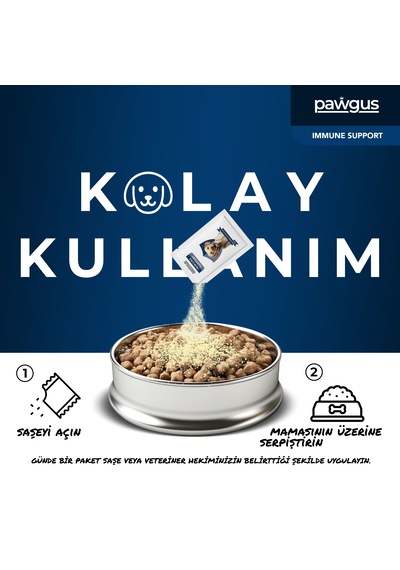 Pawgus Veteriner Serisi Köpekler Için Immune Kuvvetlendirici Günlük Vitamin Desteği 30 x 2 G