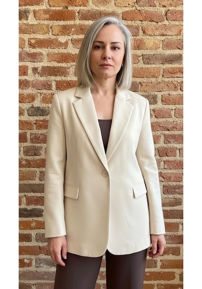 Byemelika Süet Blazer Bej Ekru