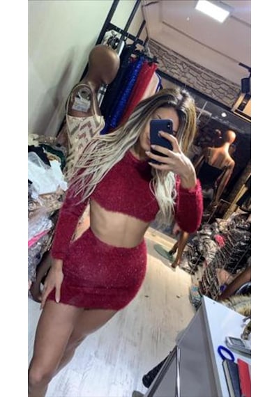 Pink Life Simli Bordo Kırçıllı İkili Takım Bordo