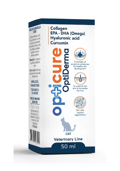 Opticure Derma + Kedi 50 Ml Tüy Dökülmesi Önleyici & Deri Sağlığı Sıvı Takviye Omega 3-6 & Biyotin