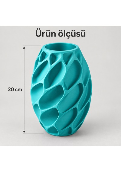 Yaprak Desenli Dekoratif Vazo 20 Cm Kuru Ve Yapay Çiçek Vazosu Camgöbeği