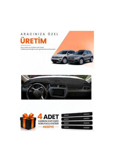 Volkswagen Tiguan 2016-2023 Uyumlu Torpido Koruma Örtüsü Oto Kılıfı - Siyah