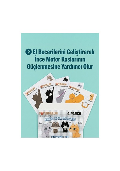 Sevimli Kediler Origami Seti, Kağıt Katlama Seti Paper Craft, Ebeveyn Çocuk Aktiviteleri