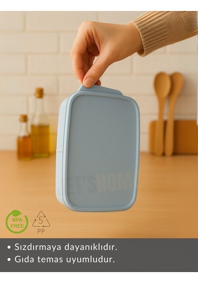 Jet's Home 3 Bölmeli Saklama Kabı Bpa Free Beslenme Kabı Hava Almaz Kab Turkuaz 1500 Ml mavi