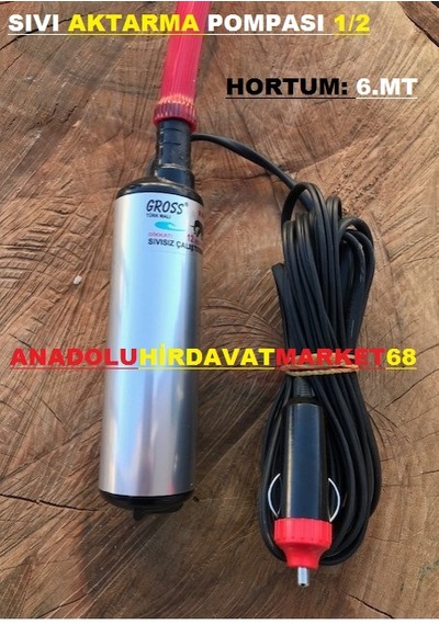 Gross 12 Volt Sıvı Mazot Aktarma Pompası Mini Dalgıç 6Mt Hortum