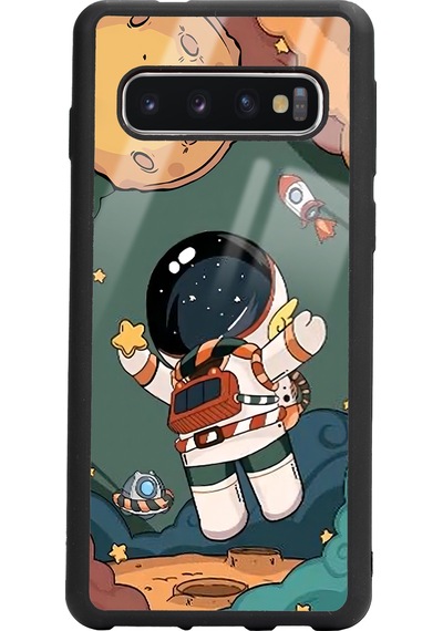 Samsung Uyumlu S10 Anime Astronot Tasarımlı Glossy Telefon Kılıfı Çok Renkli