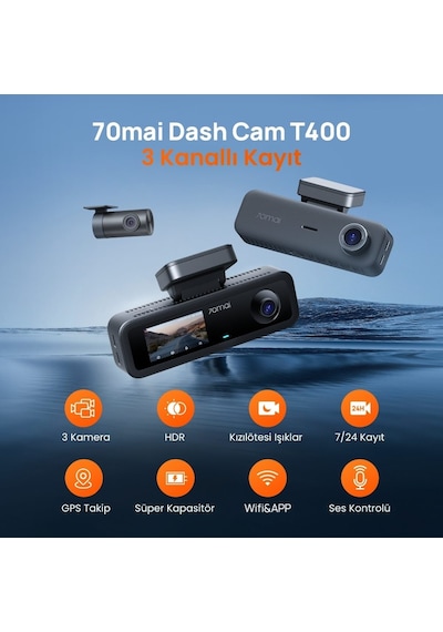 70mai T400 Ön Kamera +iç Kamera + Rc21 Arka Kamera