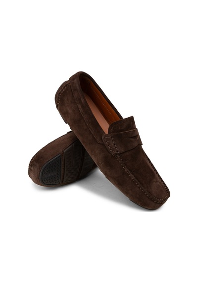 Deery Erkek Hakiki Süet Kahverengi Penny Loafer - E0920mkhvc01