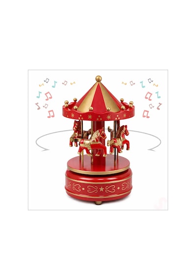 Atlı Karınca Müzik Kutusu, 17cm X 10cm - Kırmızı