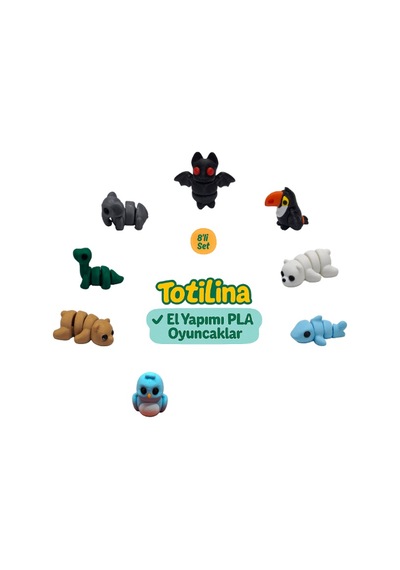 8'li Set Yarasa Tukan Kuşu Ayı Köpek Balığı Kuş Ayı Dinozor Fil