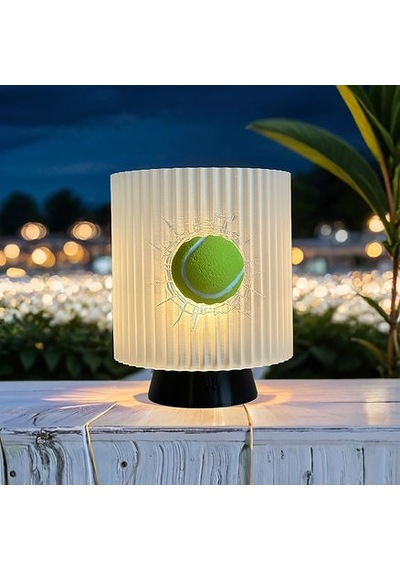 Gece Lambası - Tenis Topu Dekoratif Lamba, Genç Oda, Özel Hediye Çok Rekli - Beyaz