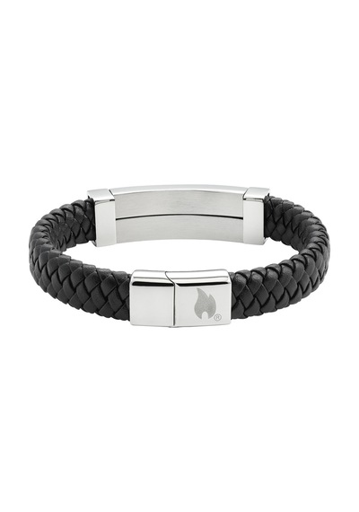 Zippo Braided Leather Long Bar Bracelet 20cm