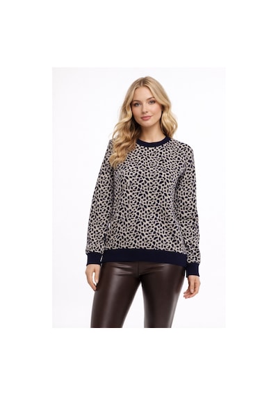 Gürkan Kadın Leopar Desen Triko Kazak Bgl-st05285 Lacivert