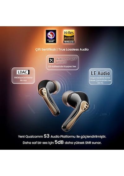 Soundpeats Air5 Pro + Hi-res Ldac Hybrid Anc Tws Bluetooth 5.4 Kulak İçi Kulaklık