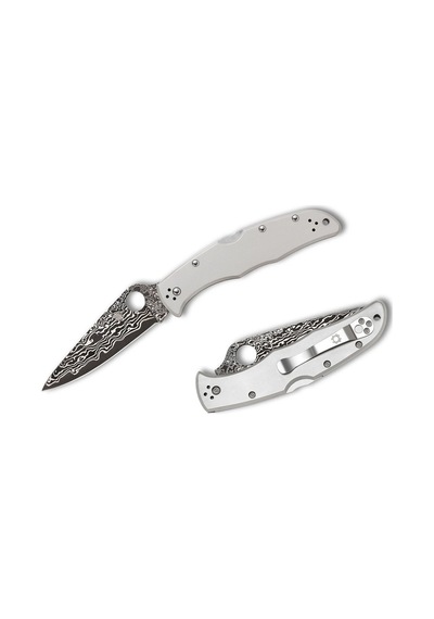 Spyderco Endura 4 Titanium Damascus Plainedge Kamp Çakı Gri