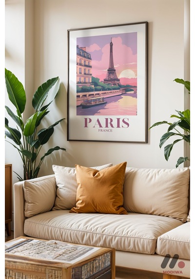 Paris Seyahat Posteri, Siyah Çerçeveli Duvar Tablosu - Seyahat Severlere Hediye