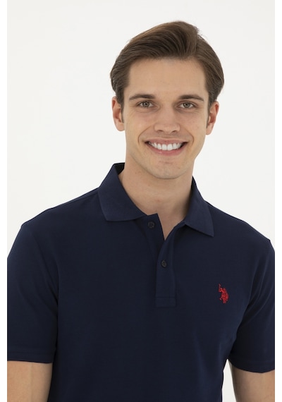 U.S. Polo Assn. Erkek Slim Fit Polo Yaka Lacivert Basic Tişört 50279573-VR033