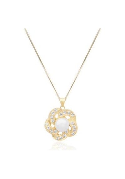 Diamond Line-Gülaylar - Sarı Altın 14 Ayar Inci Kolye N11.25200