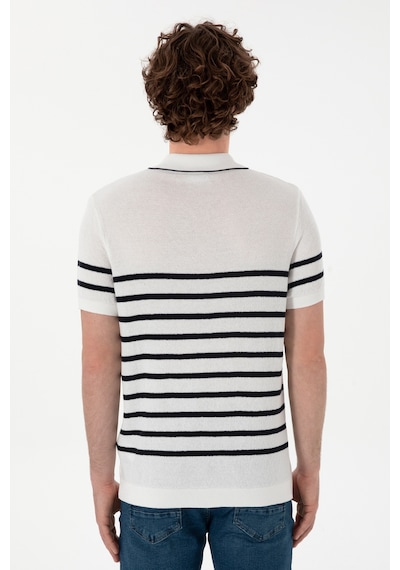 U.S. Polo Assn. Erkek Slim Fit Polo Yaka Beyaz Tişört 50302971-VR013