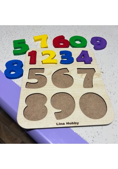 Çocuklar İçin Renkli Sayı Puzzle - Ahşap Tabanlı 3d Rakamlar 20x17 Cm - Eğlenerek Öğrenme Sayılar + Harfler