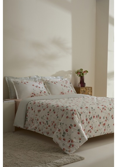 Karaca Home Lilian %100 Pamuk 120 Tel Çift Kişilik Saten Nevresim Takımı Beyaz