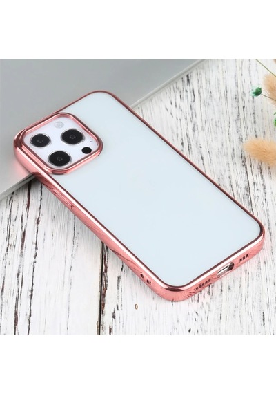 Apple iPhone Uyumlu 13 Pro 6.1inç Lazer Kaplama Renkli Kenar Şeffaf Kılıf- 5775 Siyah