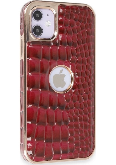 Apple Uyumlu iPhone 11 Snake Parçalı Snak Kılıf Bordo