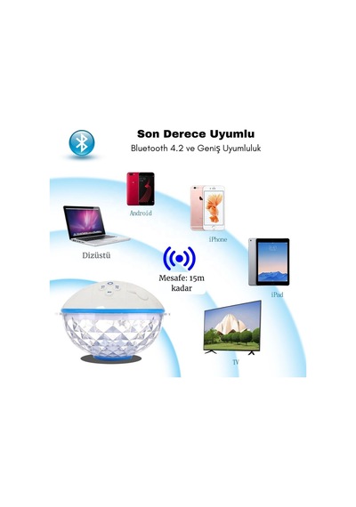 Su Geçirmez Yüzen Rgb Bluetooth Hoparlör Bt601 Led Işıklı Havuz & Duş Hoparlörü