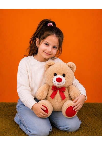 Sevimli Peluş Ayıcık 30cm - Hediyelik & Sevimli Uyku Arkadaşı Peluş Oyuncak Açık Kahverengi
