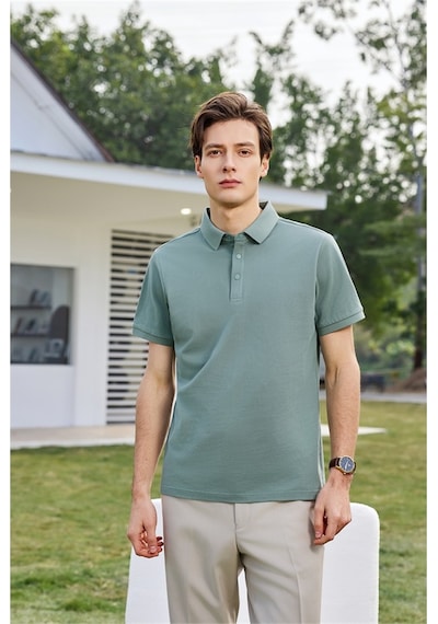 New Performance Premium Polo T-shirt 100% Pamuk Merserize Bambu Yeşili