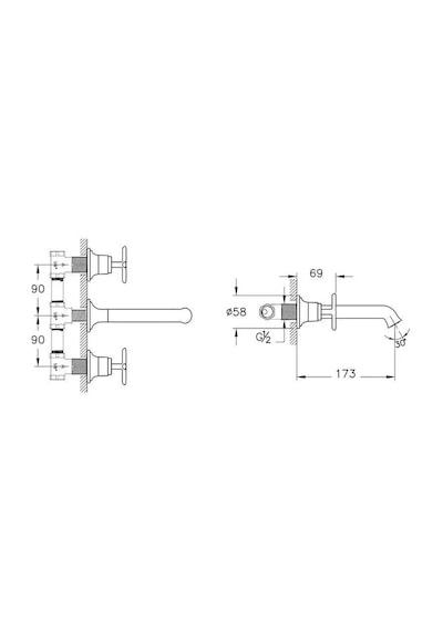 Artema Origin Classic Ank.lav.bat.s.üstü 3d Mat Siyah A4289036 Ankatre Lavabo Bataryası Sıva Üstü Beyaz