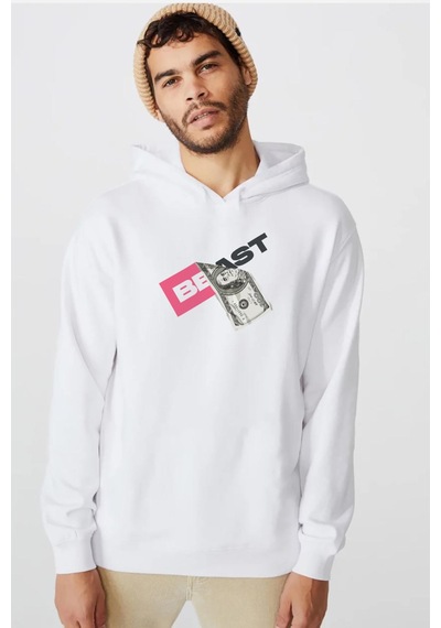 Mr Beast Dollar Bill Beyaz Erkek 3ip Kapşonlu Sweatshirt 001