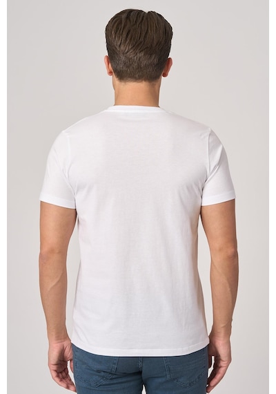 White Stone 2025-y 3076 Bisiklet Yaka Tshırt Beyaz Beyaz