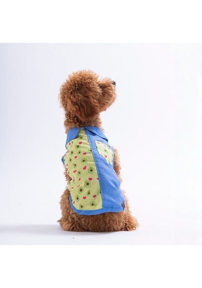 Avo Bliss Denim Avokado Desenli Kot Kedi Köpek Gömleği-kedi Köpek Kıyafeti-kedi Gömlek-köpek Gömlek