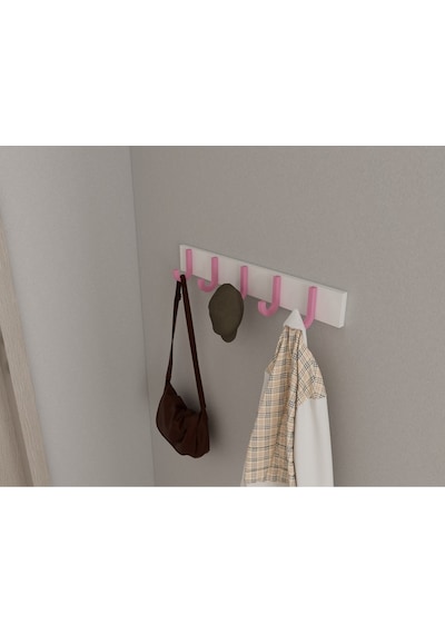 Hepsi3boyutlu Modern Duvar & Kapı Baston Askılık - 5 Adet Pembe J Askılık - Model No : 6 Pembe