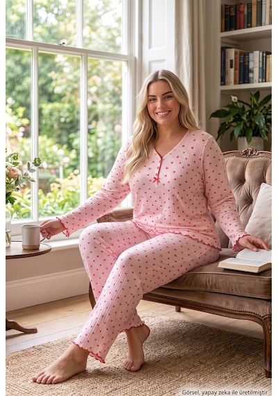 Seboteks Raporlu İnterlok Kumaş Yakası Düğmeli Kışlık Büyük Beden Kadın Pijama Takımı 2950 Pembe Seboteks Raporlu İnterlok Kumaş Yakası Düğmeli Kışlık Büyük Beden Kadın Pijama Takımı 2950 Pembe