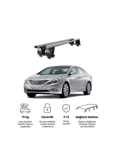 Royal Hyundai Sonata Vı 2009-2014 Uyumlu Gri Ara Atkı Port Bagaj Tavan Barı
