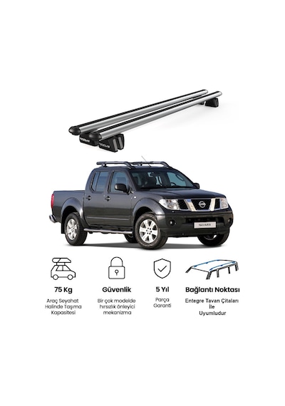 Pençe Nissan Navara 2005-2014 Uyumlu Gri Ara Atkı 135cm Port Bagaj Tavan Barı