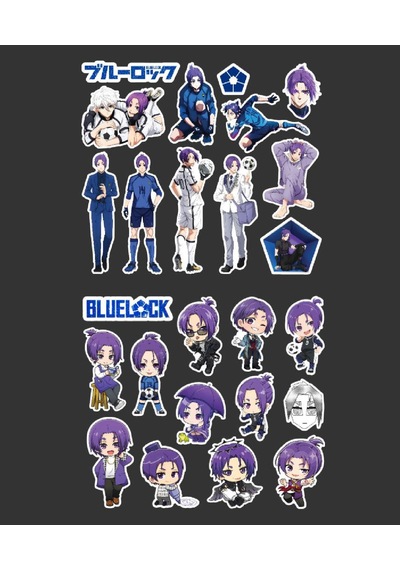 Anime Bluelock Reo Mikage-parlak Kağıt -2li Sticker Set-futbol Telefon Süsleme Anime Blue Lock Beyaz